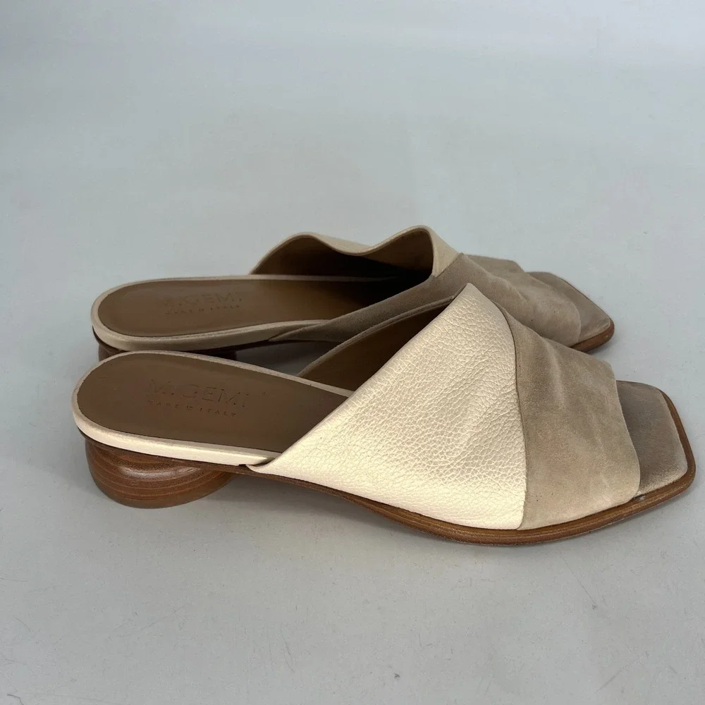 M‎ Gemi Sandal Womens 8.5 / IT 39 Leather Neutral Slides Slip On Classic Simple